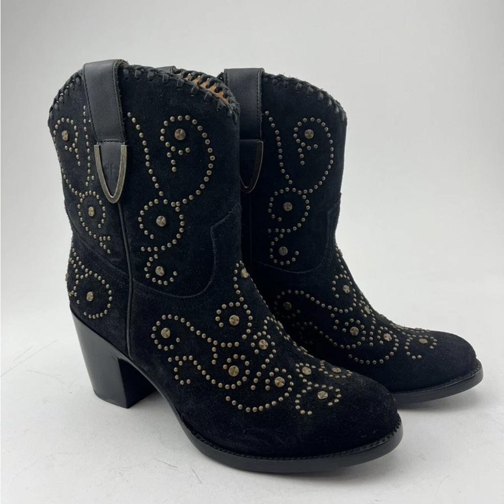 NWT Frye Black Suede and Ankle Boots with Gold Studs